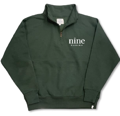 VC - 1/4 ZIP PULLOVER GREEN W/ WHITE STACKED LOGO WINTER '24