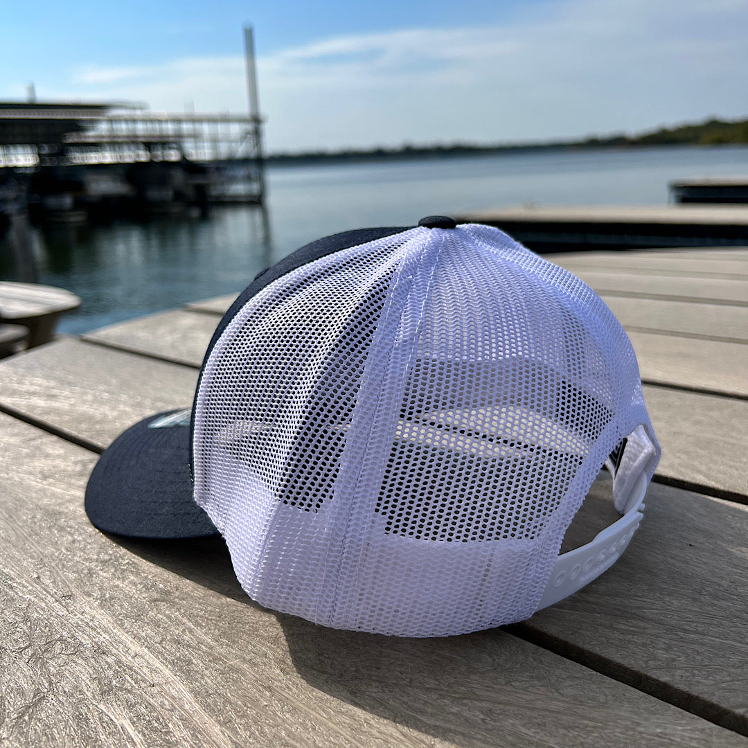 NAVY/WHITE LEATHER BADGE HAT