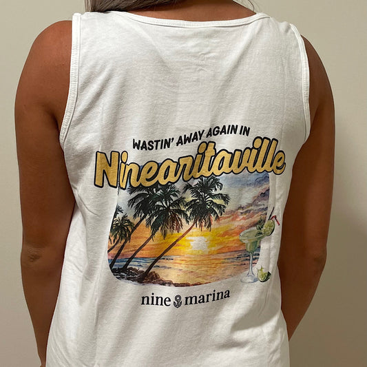 NINEARITAVILLE SUNSET WHITE TANK TOP