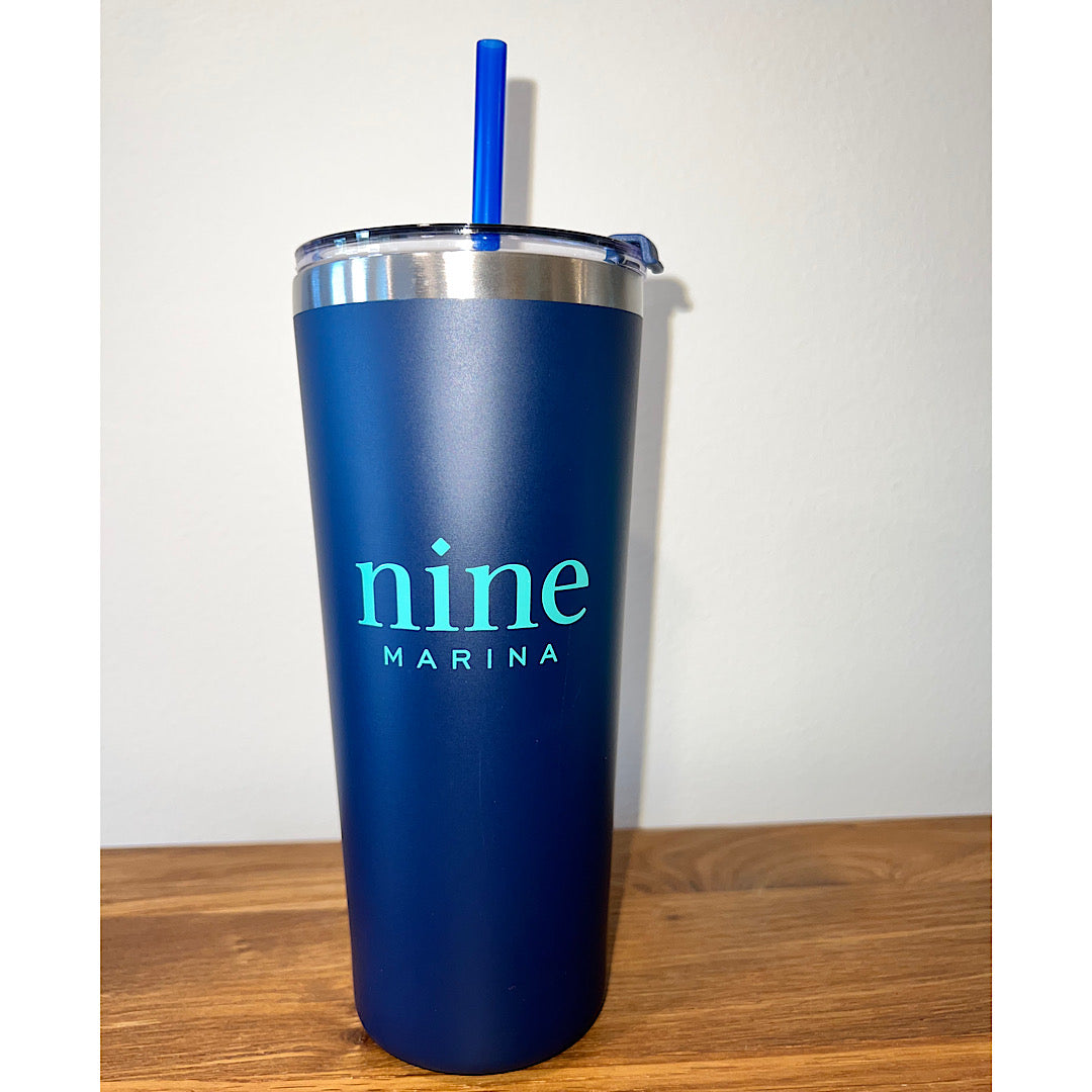 TUMBLER 24OZ NINE NAVY W/ TURQ INK